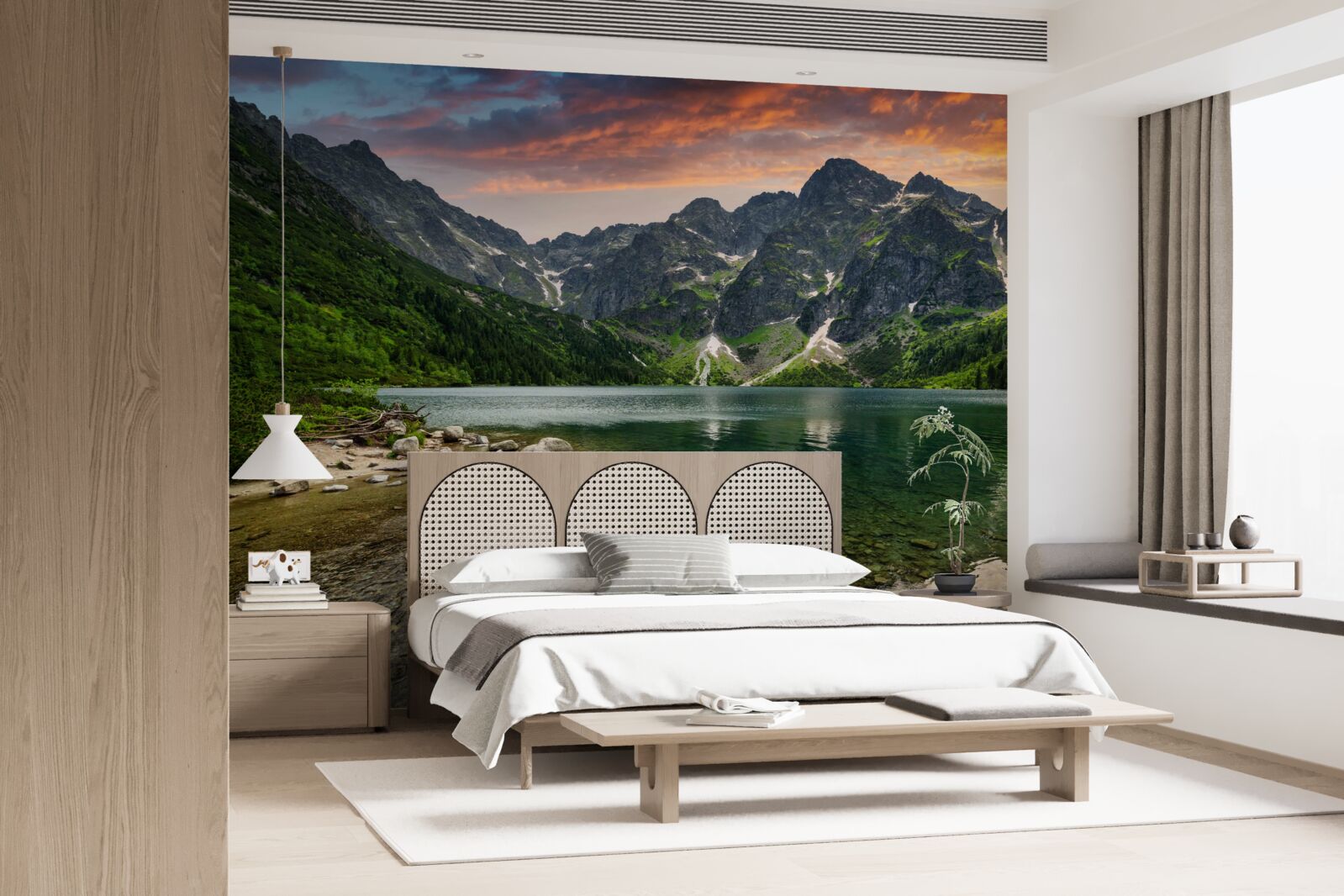 Фотошпалери тихий, теплий вечір і гірський ставок