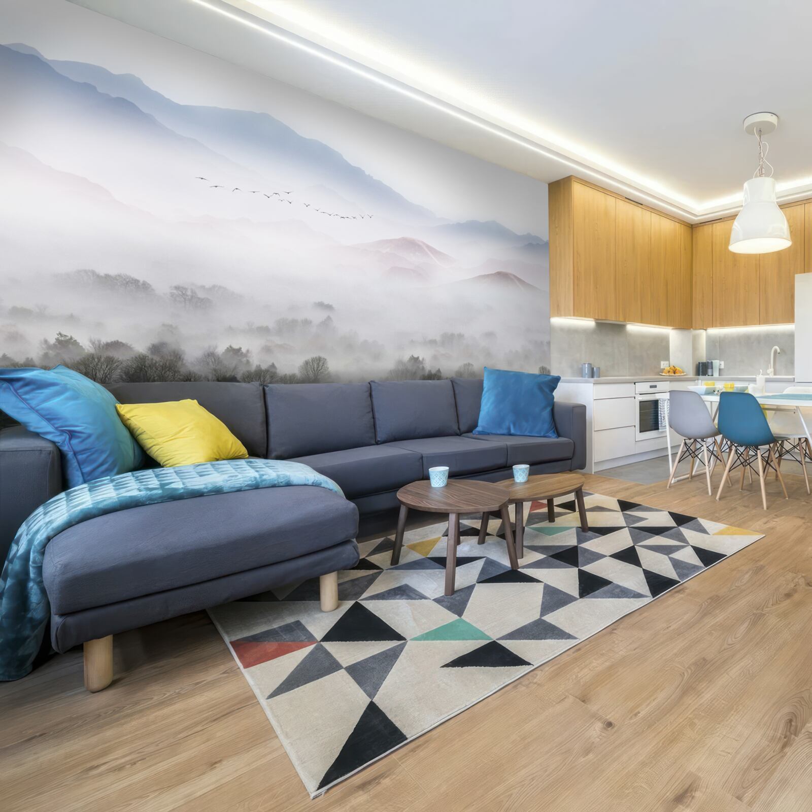 Фотошпалери густий прохолодний туман огортає гірські вершини