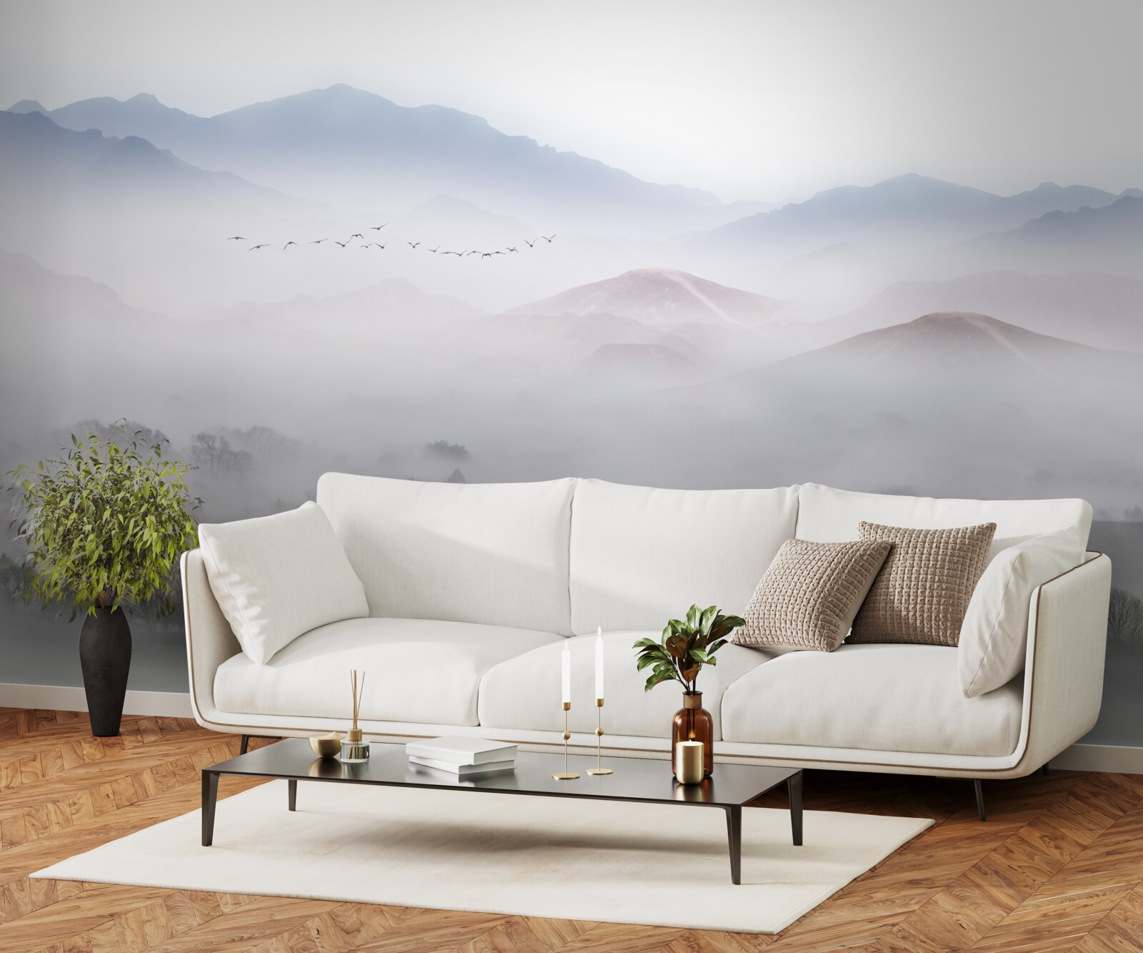 Фотошпалери густий прохолодний туман огортає гірські вершини