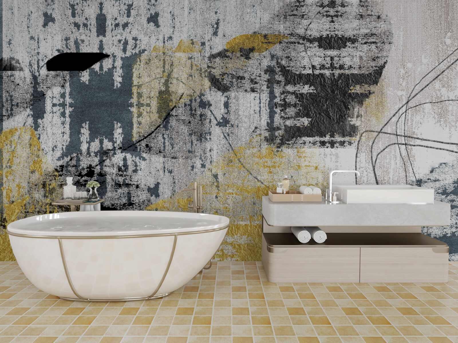 Фотошпалери фон, створений з абстракції чорних і золотих тонів