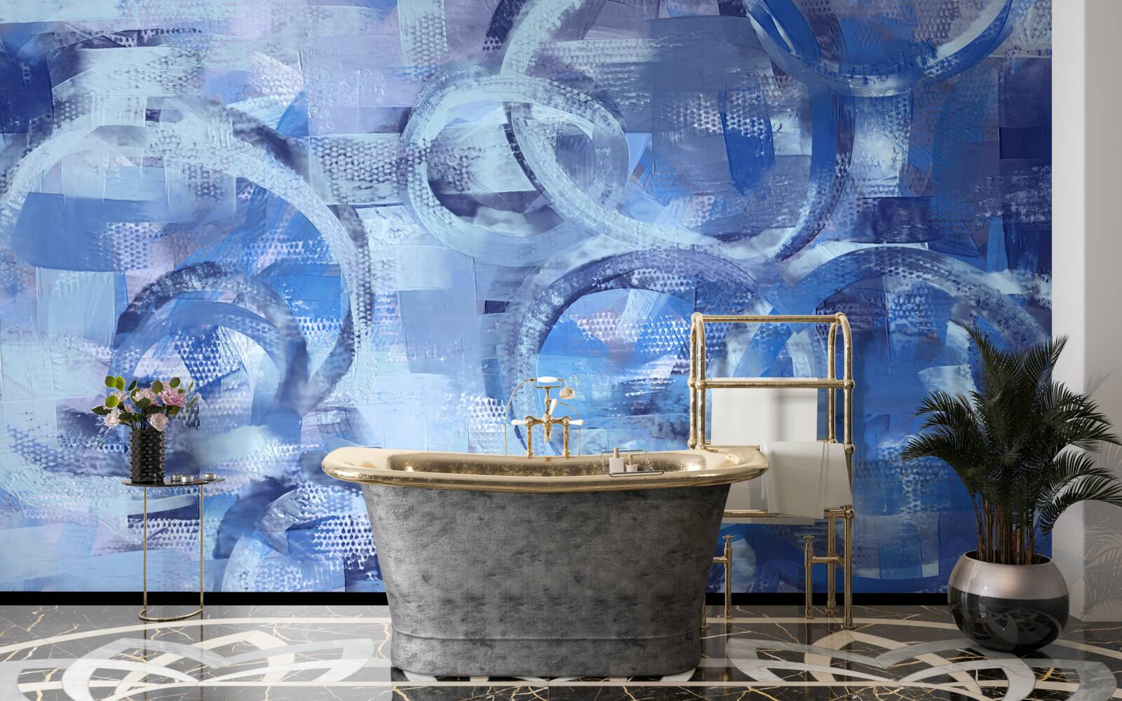 Фотошпалери вода дзвенить на блакитній поверхні