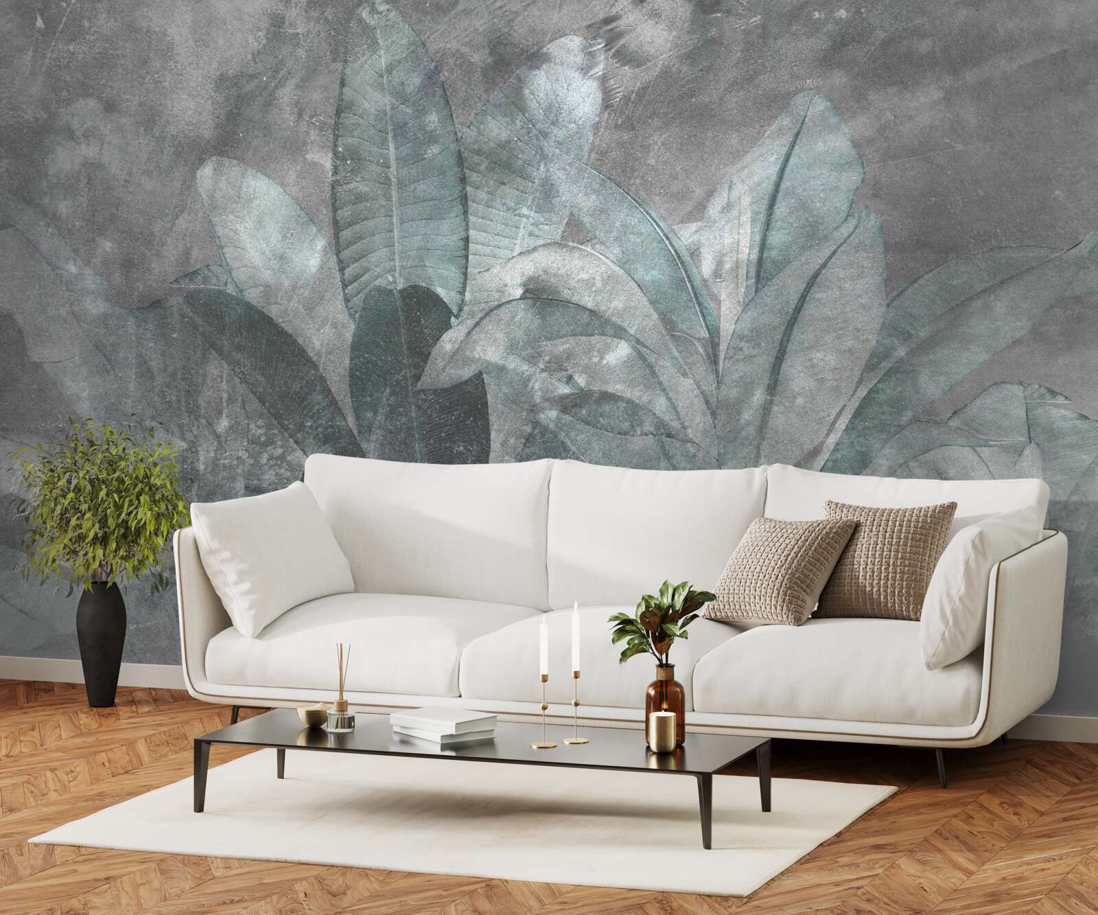 Фотошпалери папороть під густою зливою