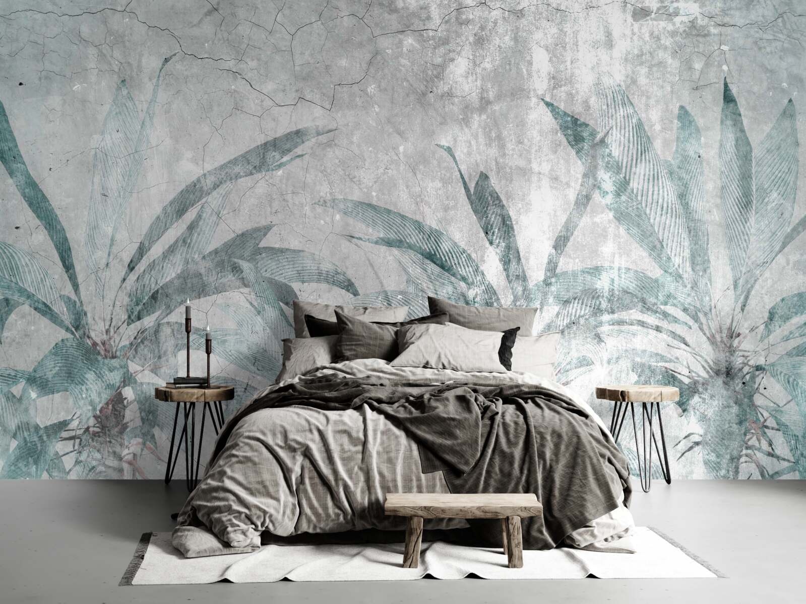 Фотошпалери пальми в оточенні зелені під краплями дощу