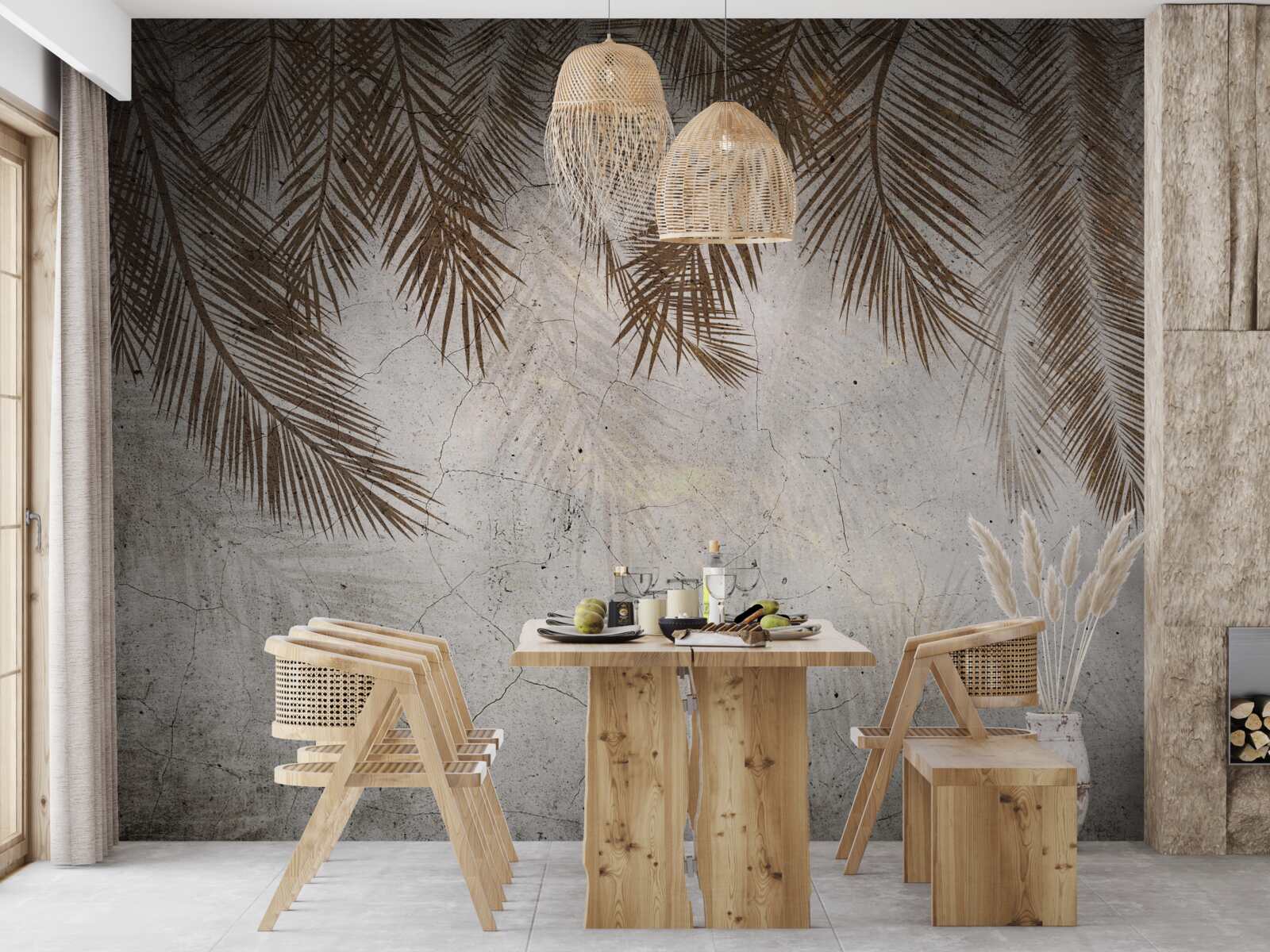 Фотошпалери висять золоті листя папороті