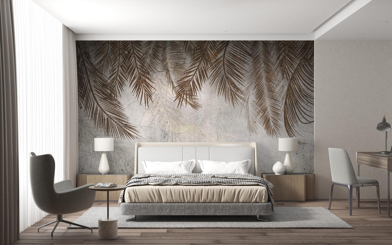 Фотошпалери висять золоті листя папороті