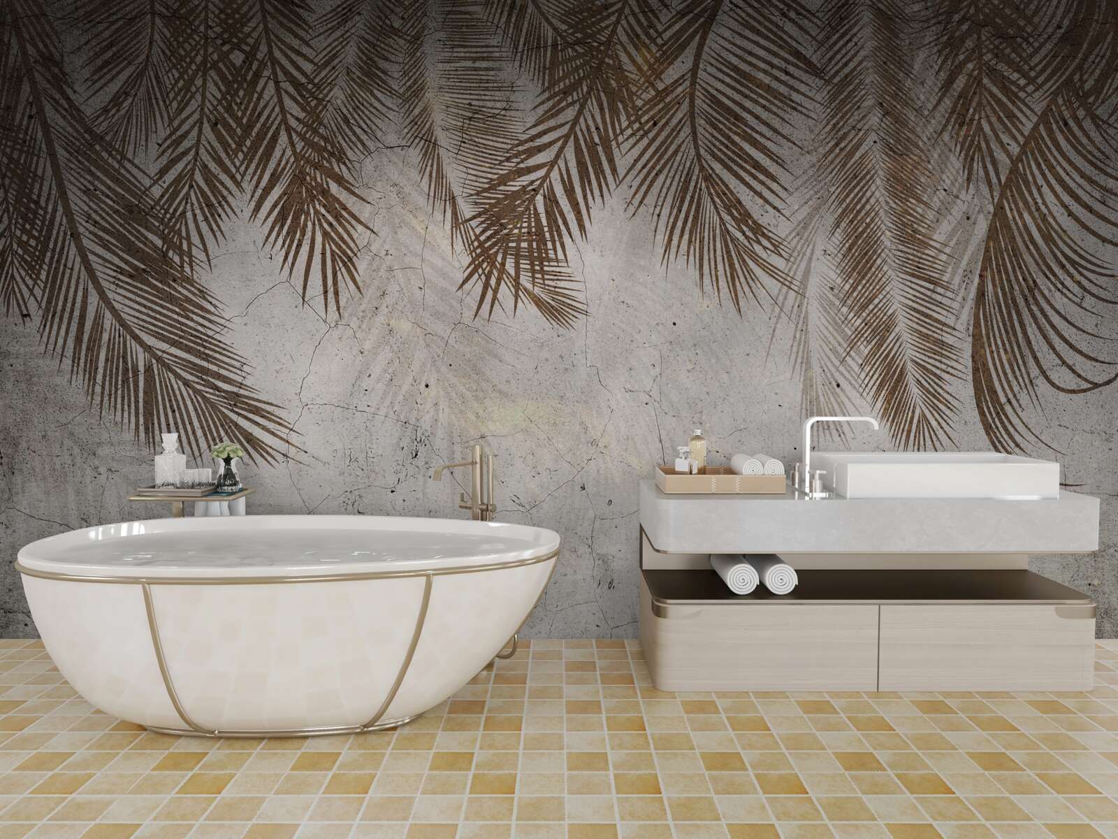 Фотошпалери висять золоті листя папороті