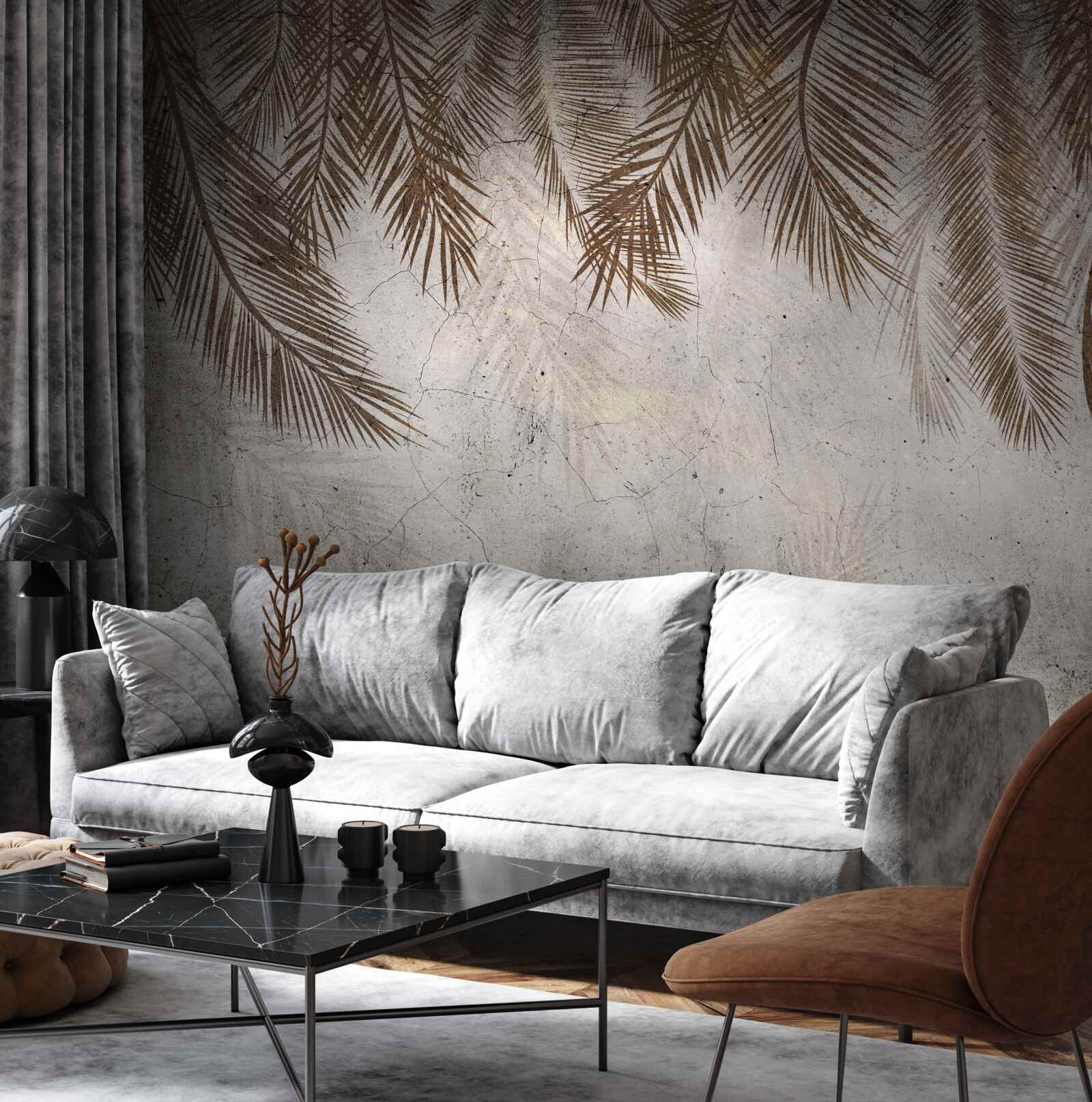 Фотошпалери висять золоті листя папороті