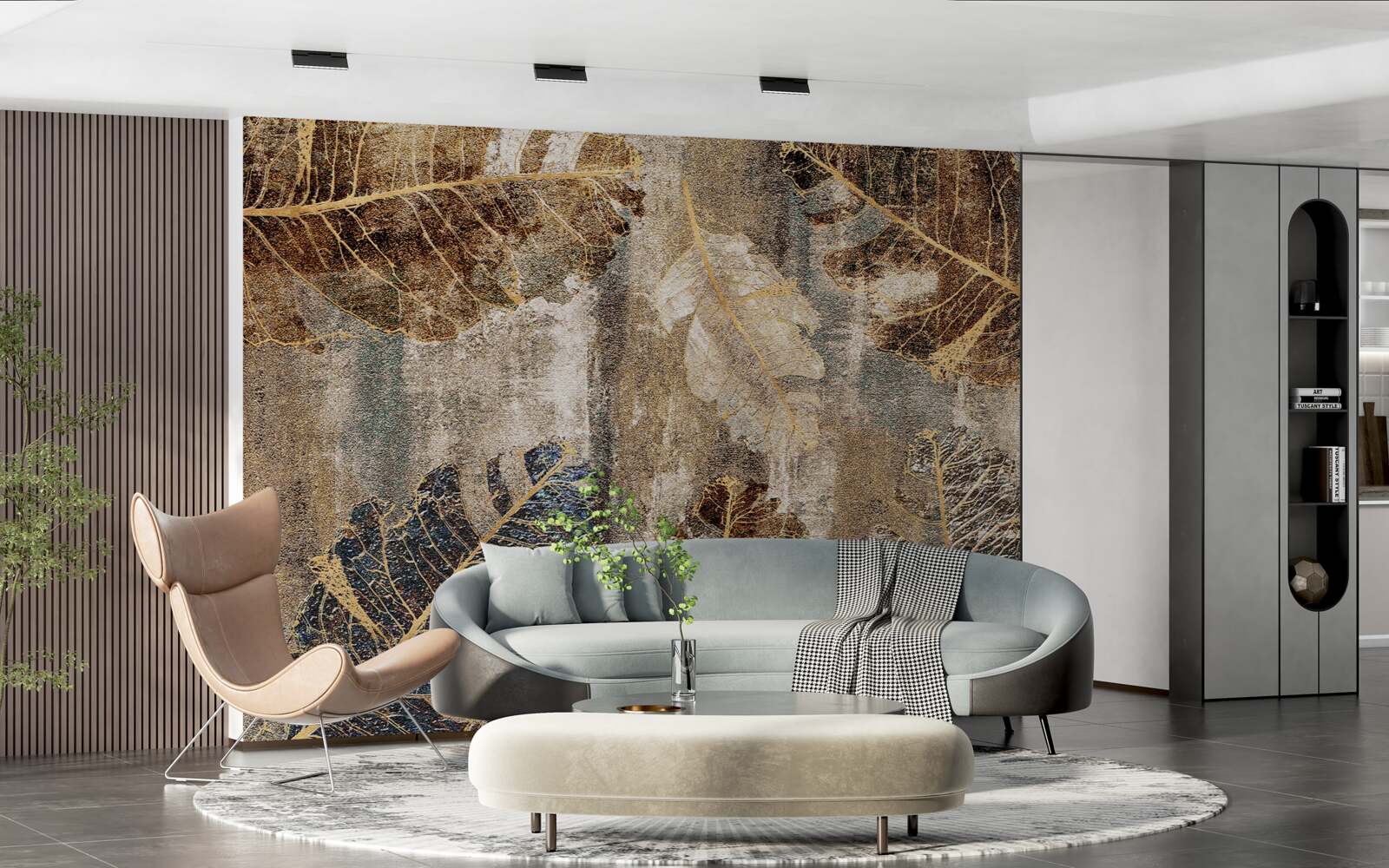 Фотошпалери золоте та чорне листя папороті