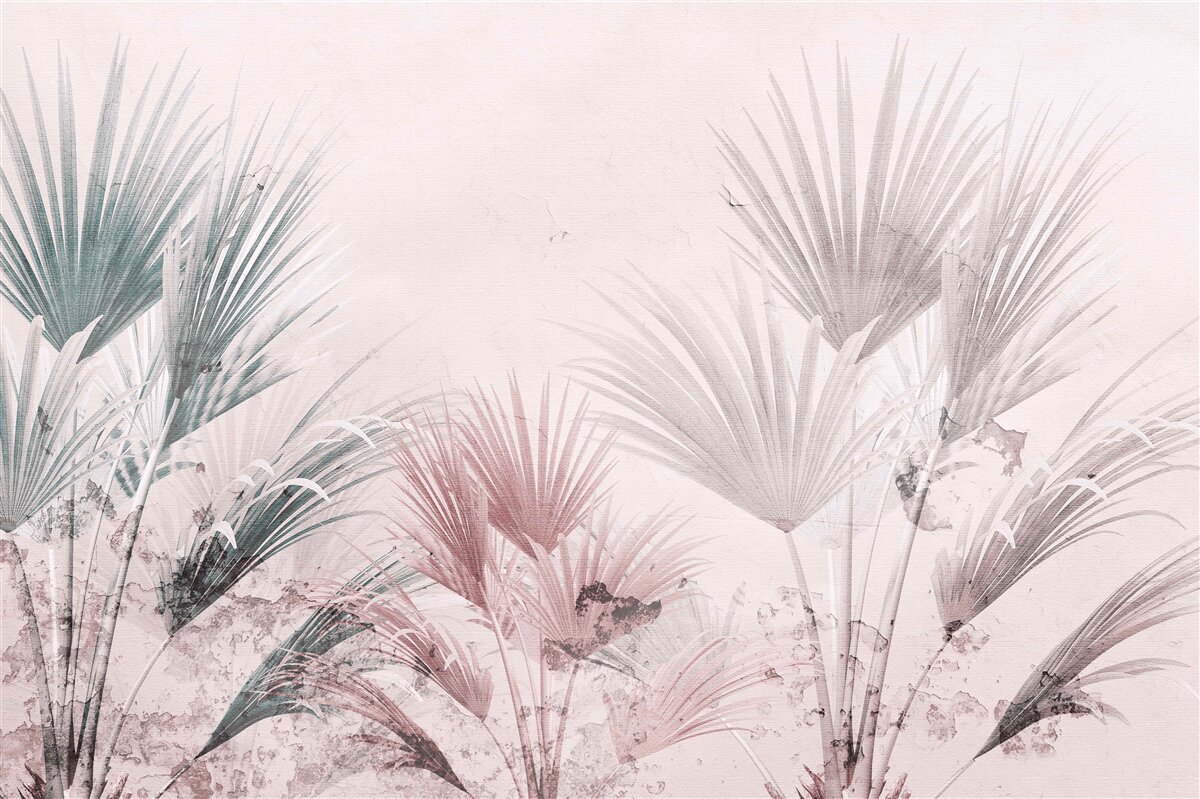 Фотошпалери різнокольорові тропічні папороті