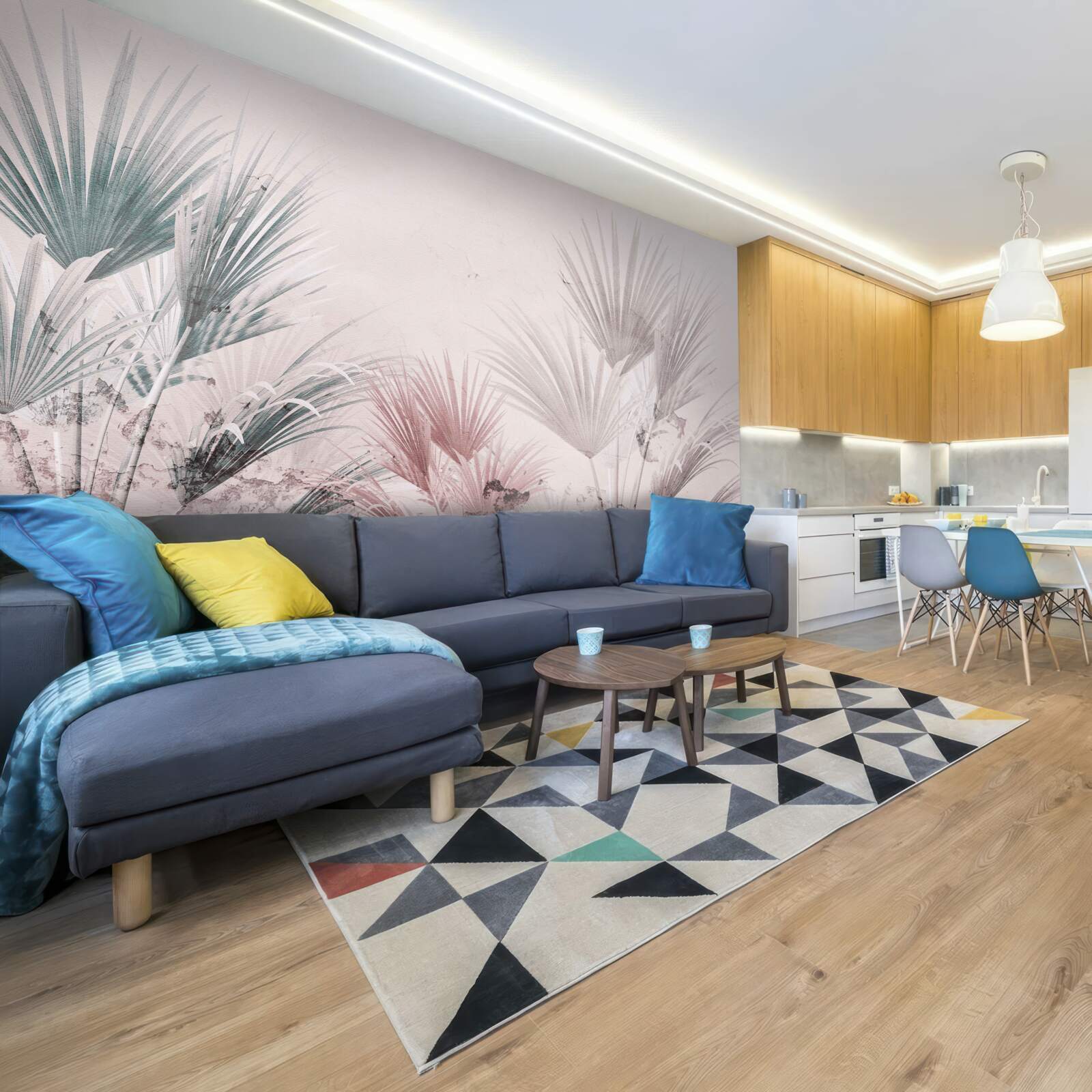 Фотошпалери різнокольорові тропічні папороті