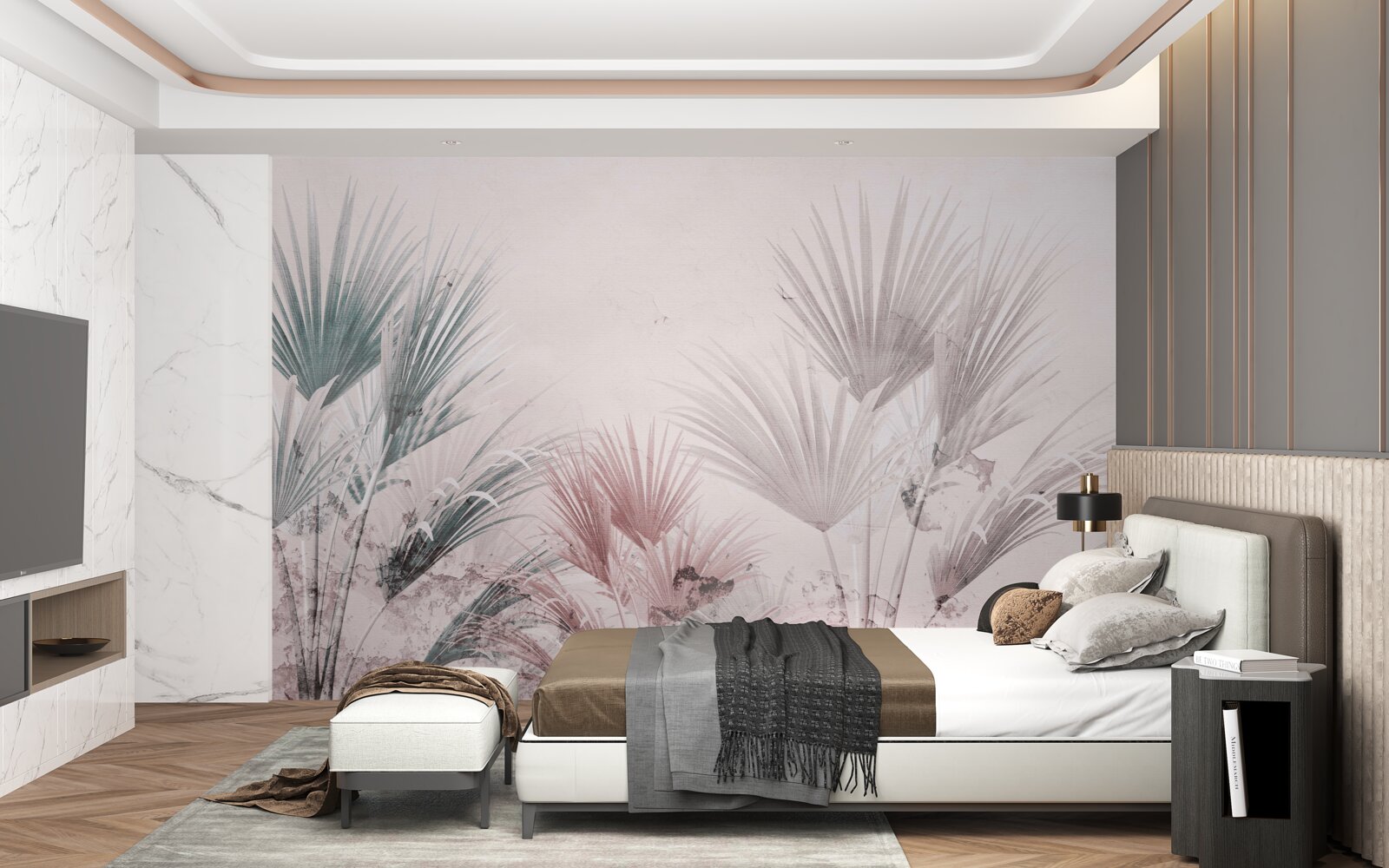 Фотошпалери різнокольорові тропічні папороті