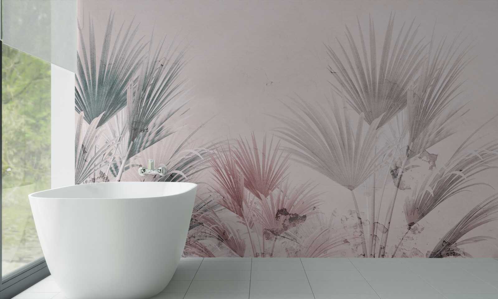 Фотошпалери різнокольорові тропічні папороті