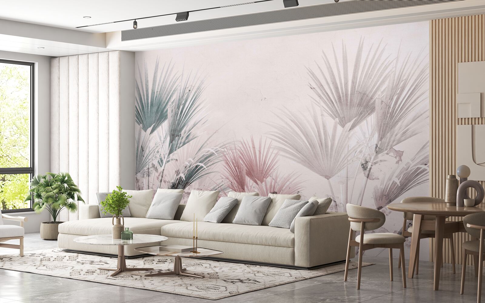 Фотошпалери різнокольорові тропічні папороті