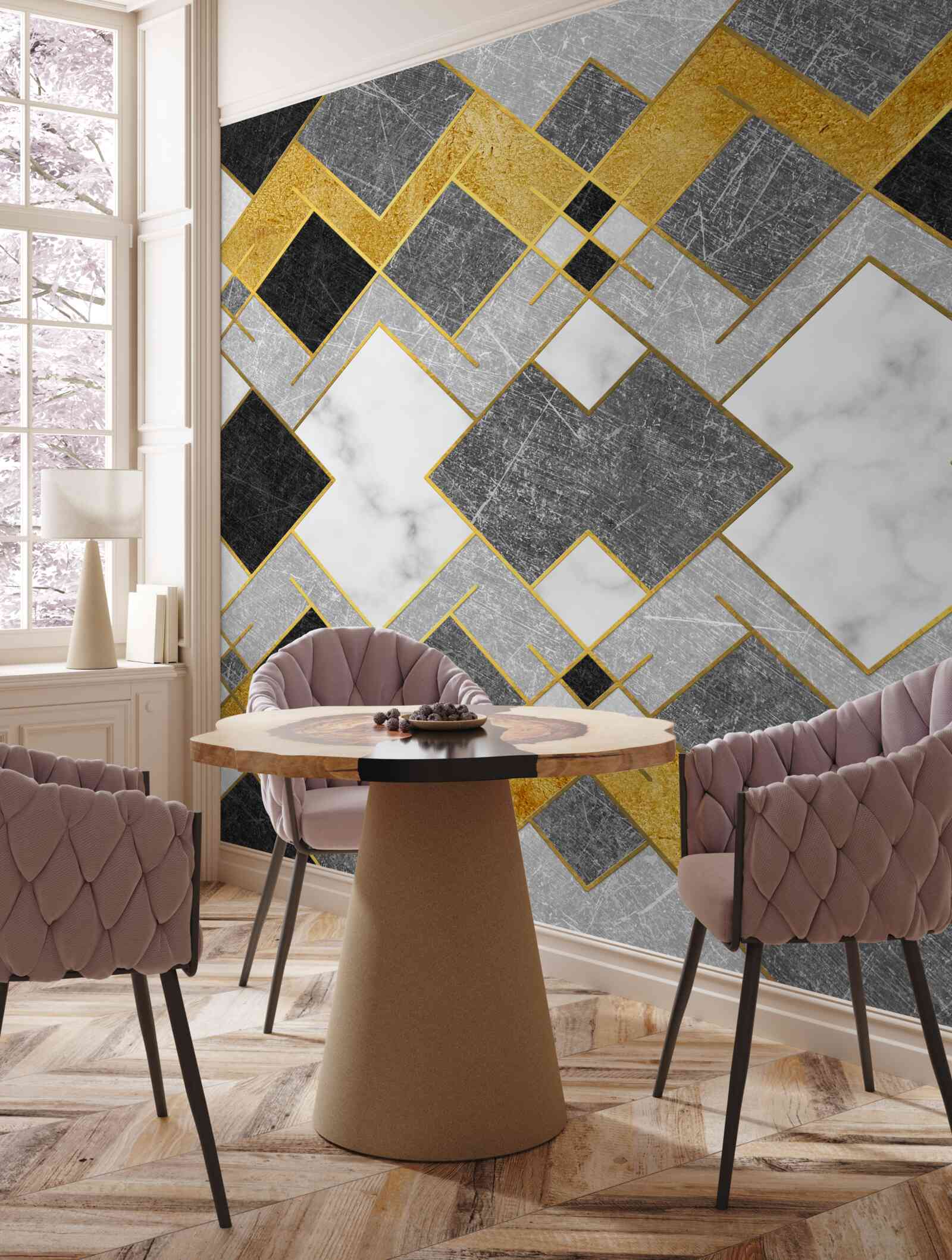 Фотошпалери квадрати різних кольорів, відображені в дзеркалі