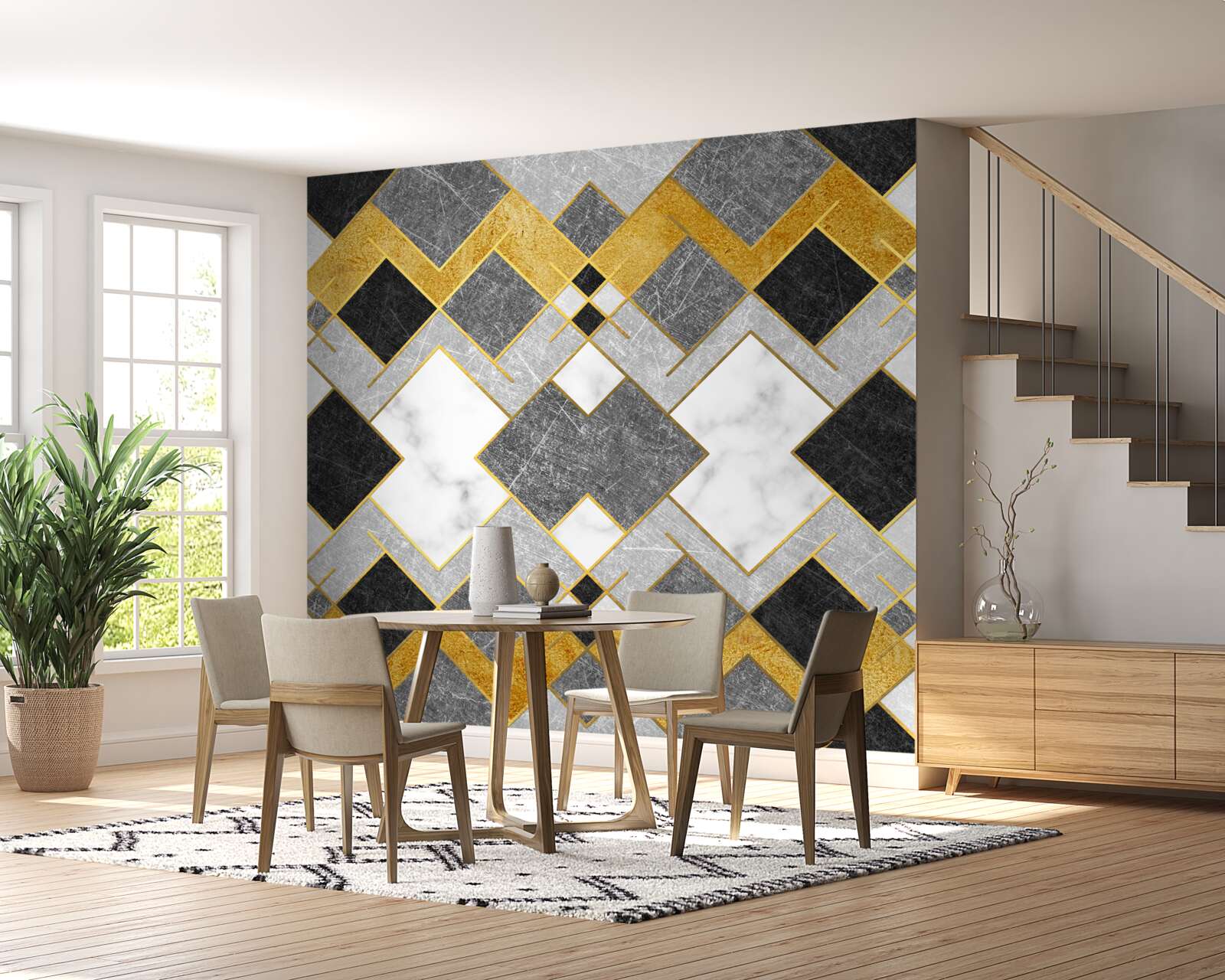 Фотошпалери квадрати різних кольорів, відображені в дзеркалі