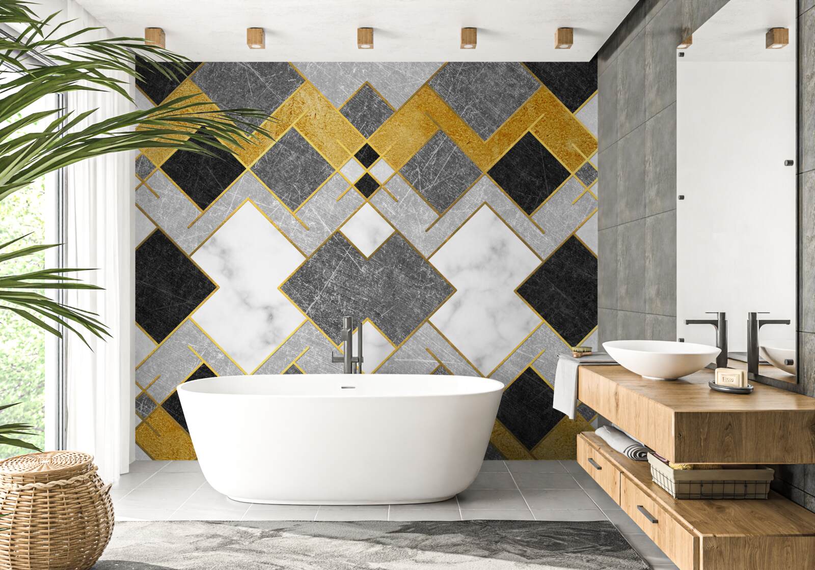 Фотошпалери квадрати різних кольорів, відображені в дзеркалі