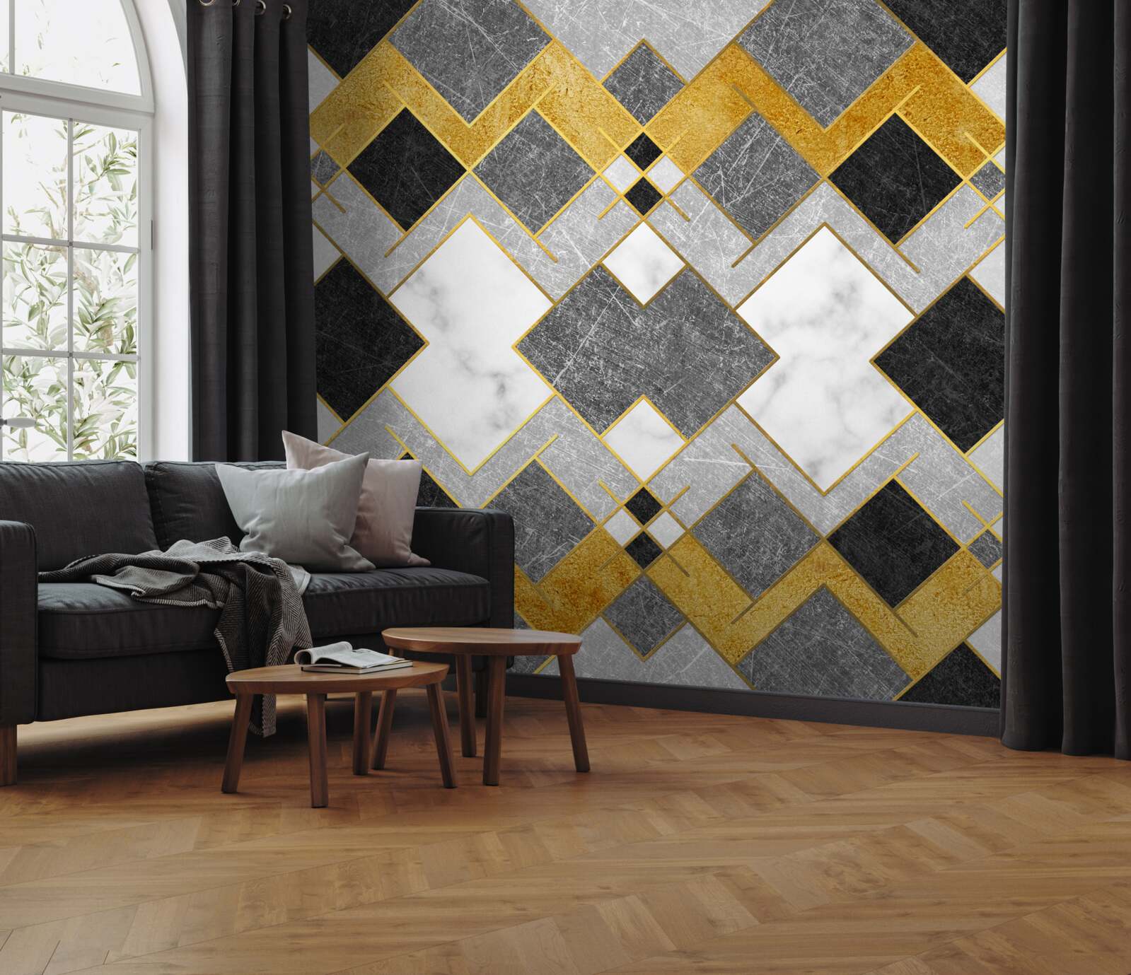 Фотошпалери квадрати різних кольорів, відображені в дзеркалі