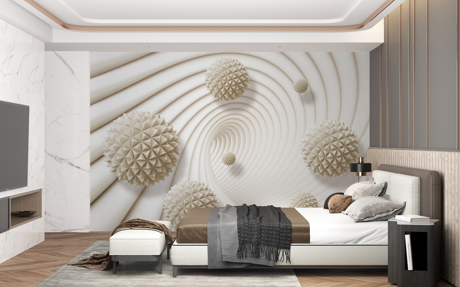 Фотошпалери яскраві кульки у формі спиць у вихорі