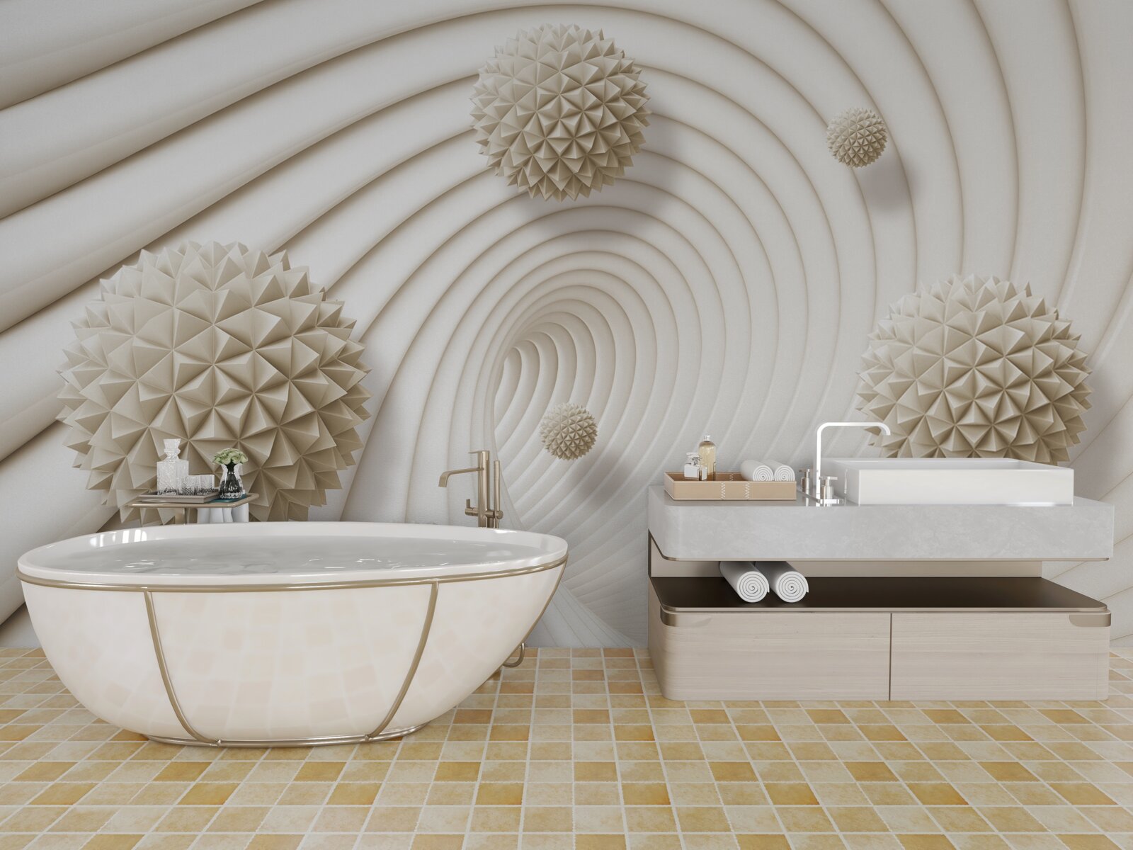 Фотошпалери яскраві кульки у формі спиць у вихорі