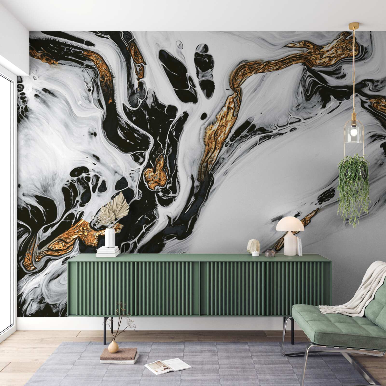 Фотошпалери схили, вкриті снігом, з камінням у золотому світлі