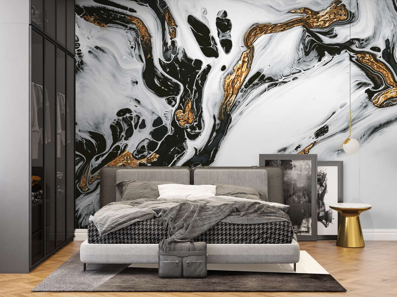 Фотошпалери схили, вкриті снігом, з камінням у золотому світлі