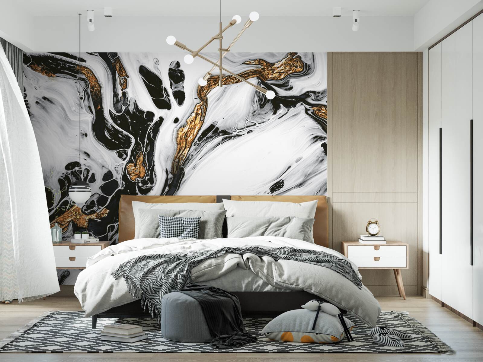 Фотошпалери схили, вкриті снігом, з камінням у золотому світлі