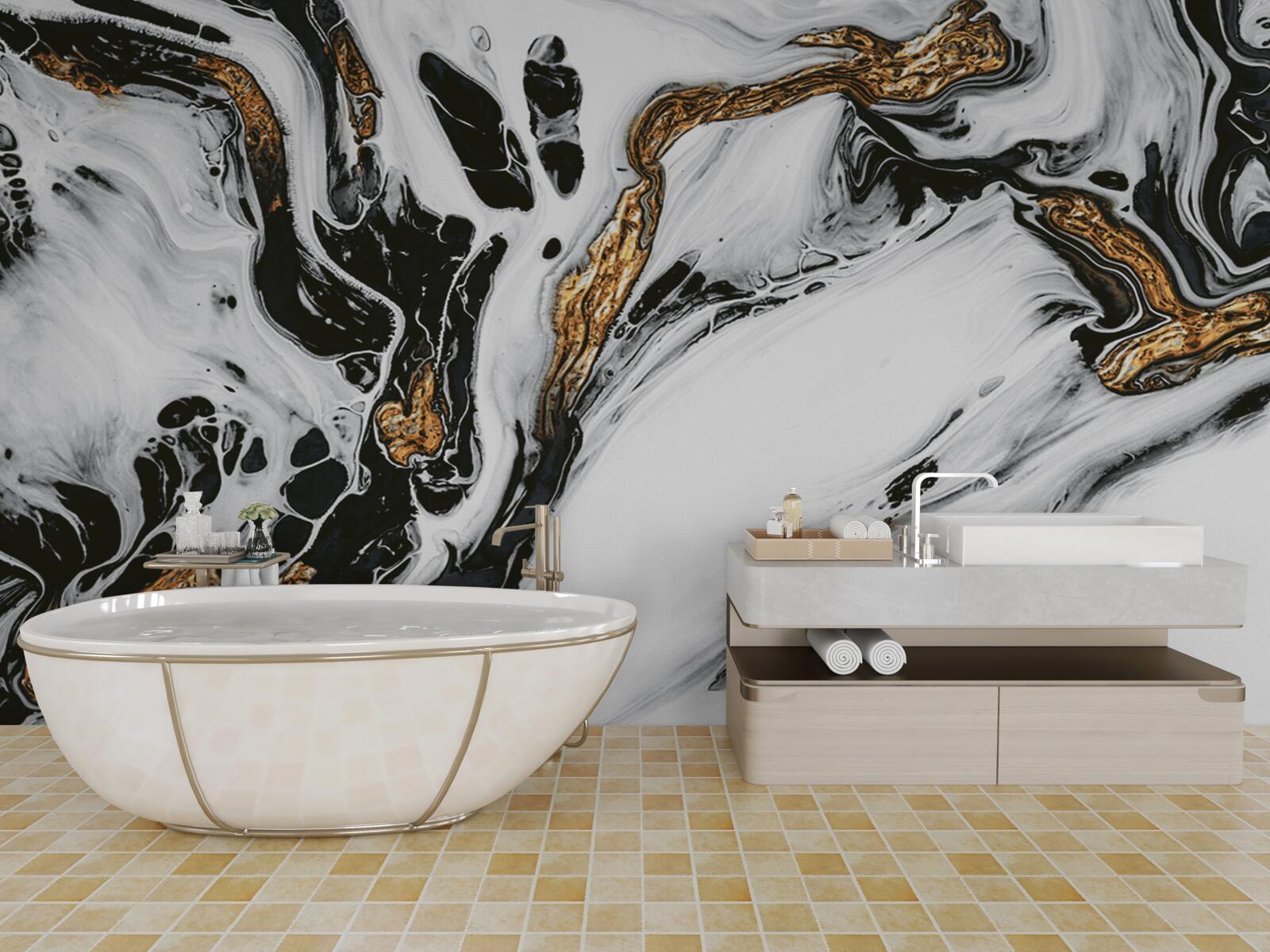 Фотошпалери схили, вкриті снігом, з камінням у золотому світлі