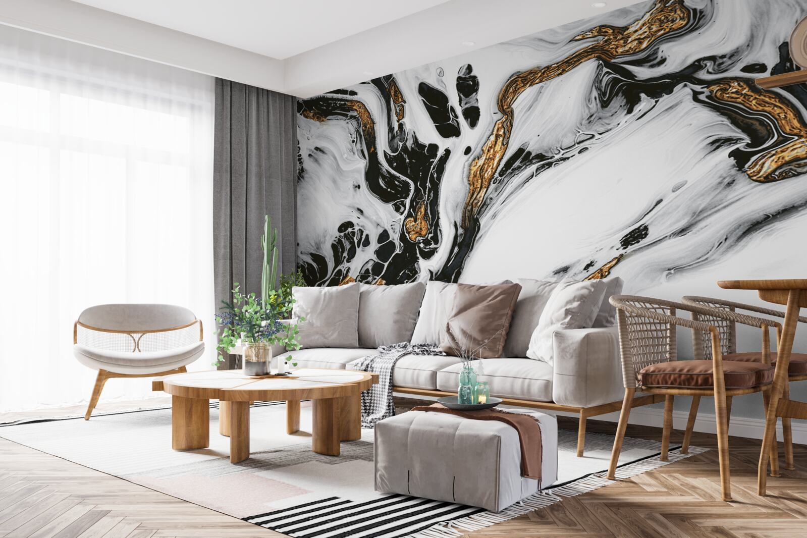 Фотошпалери схили, вкриті снігом, з камінням у золотому світлі