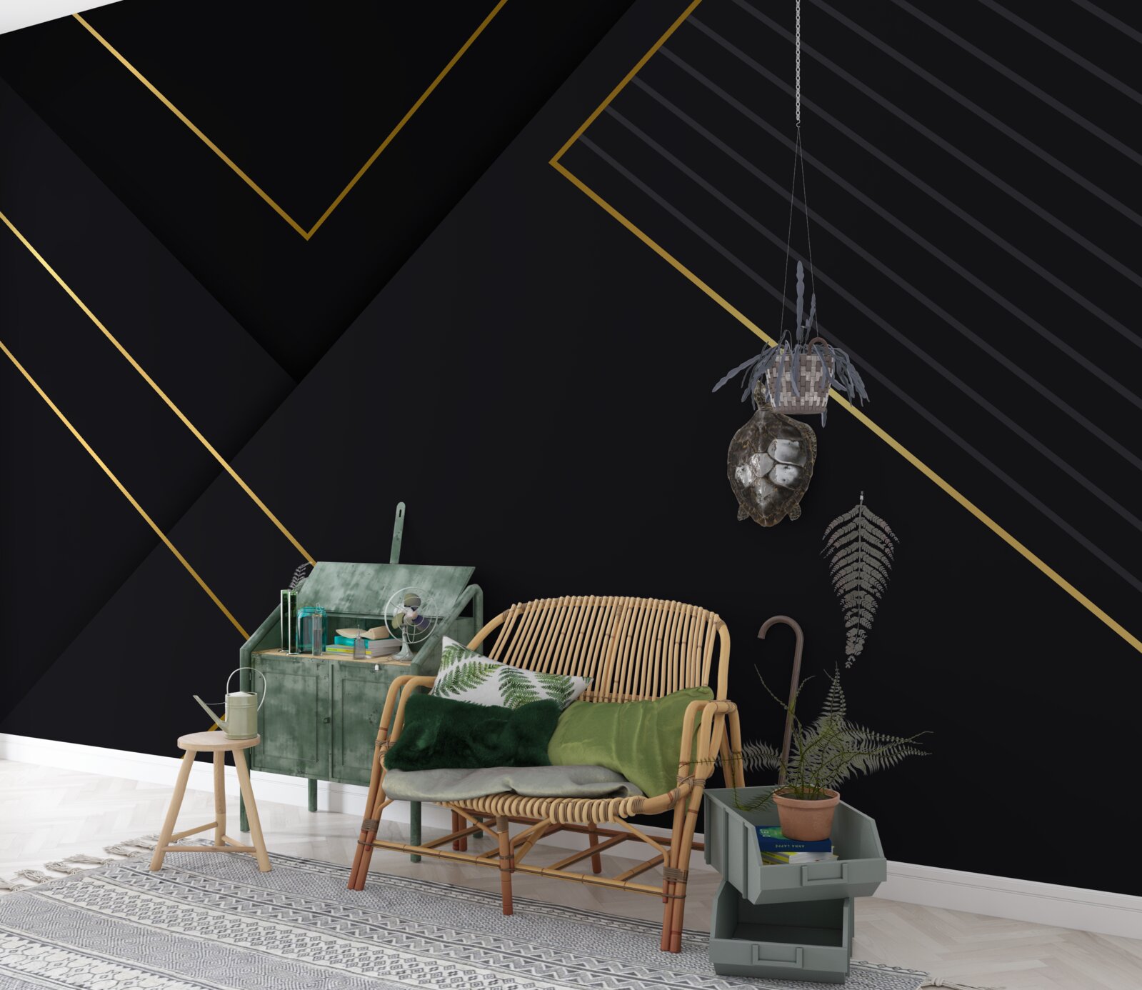 Фотошпалери прямокутники золотистого кольору з чорною серцевиною