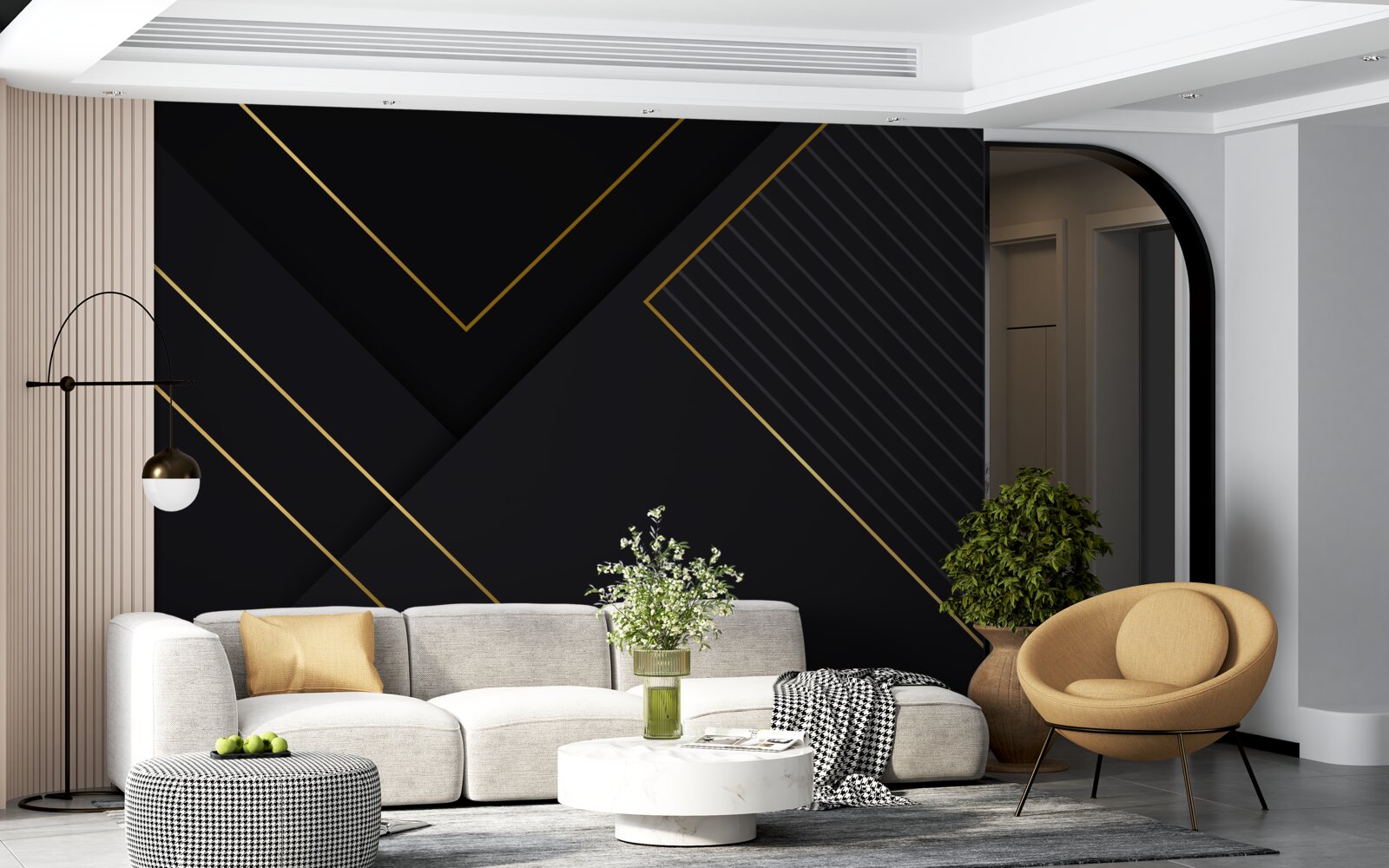 Фотошпалери прямокутники золотистого кольору з чорною серцевиною