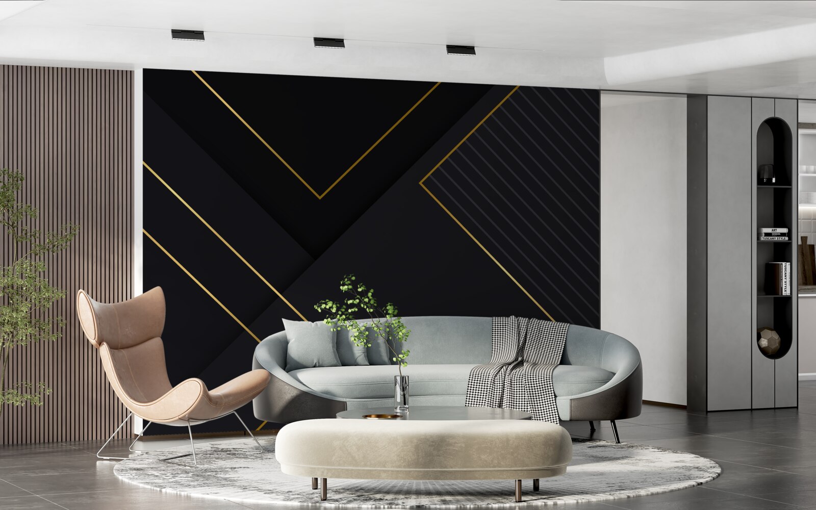 Фотошпалери прямокутники золотистого кольору з чорною серцевиною