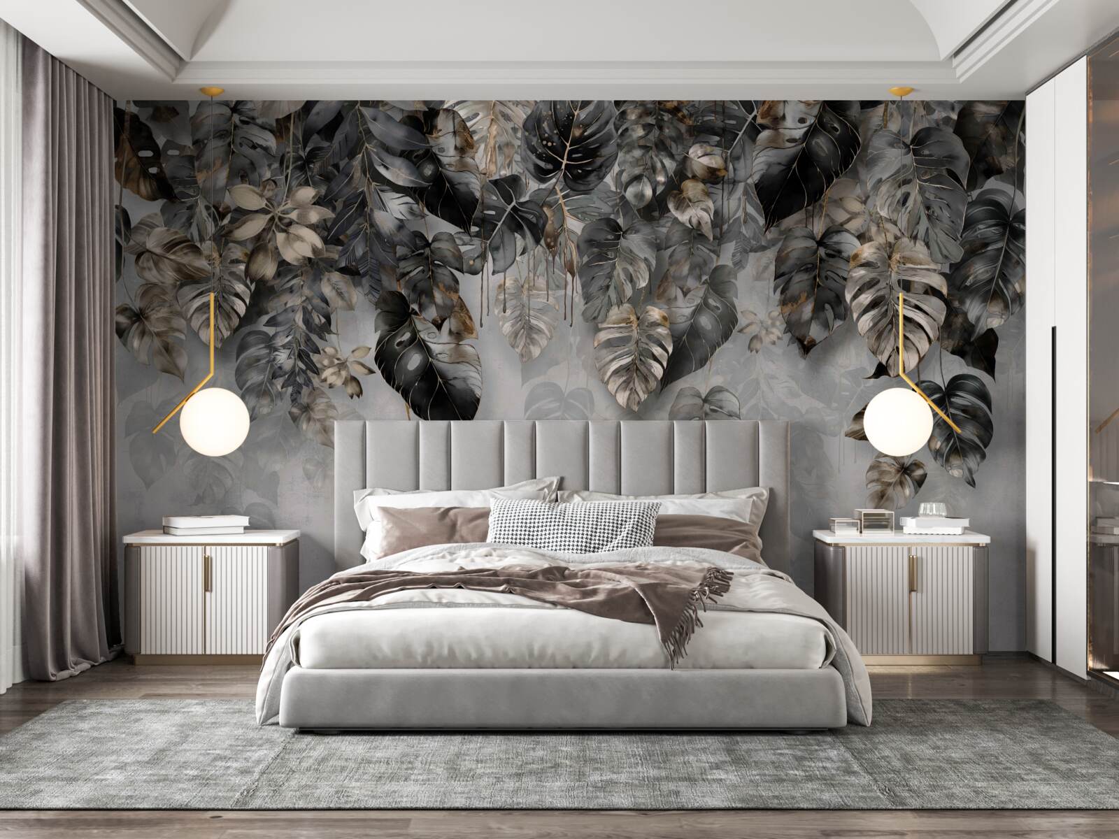 Фотошпалери звисає темне тропічне листя