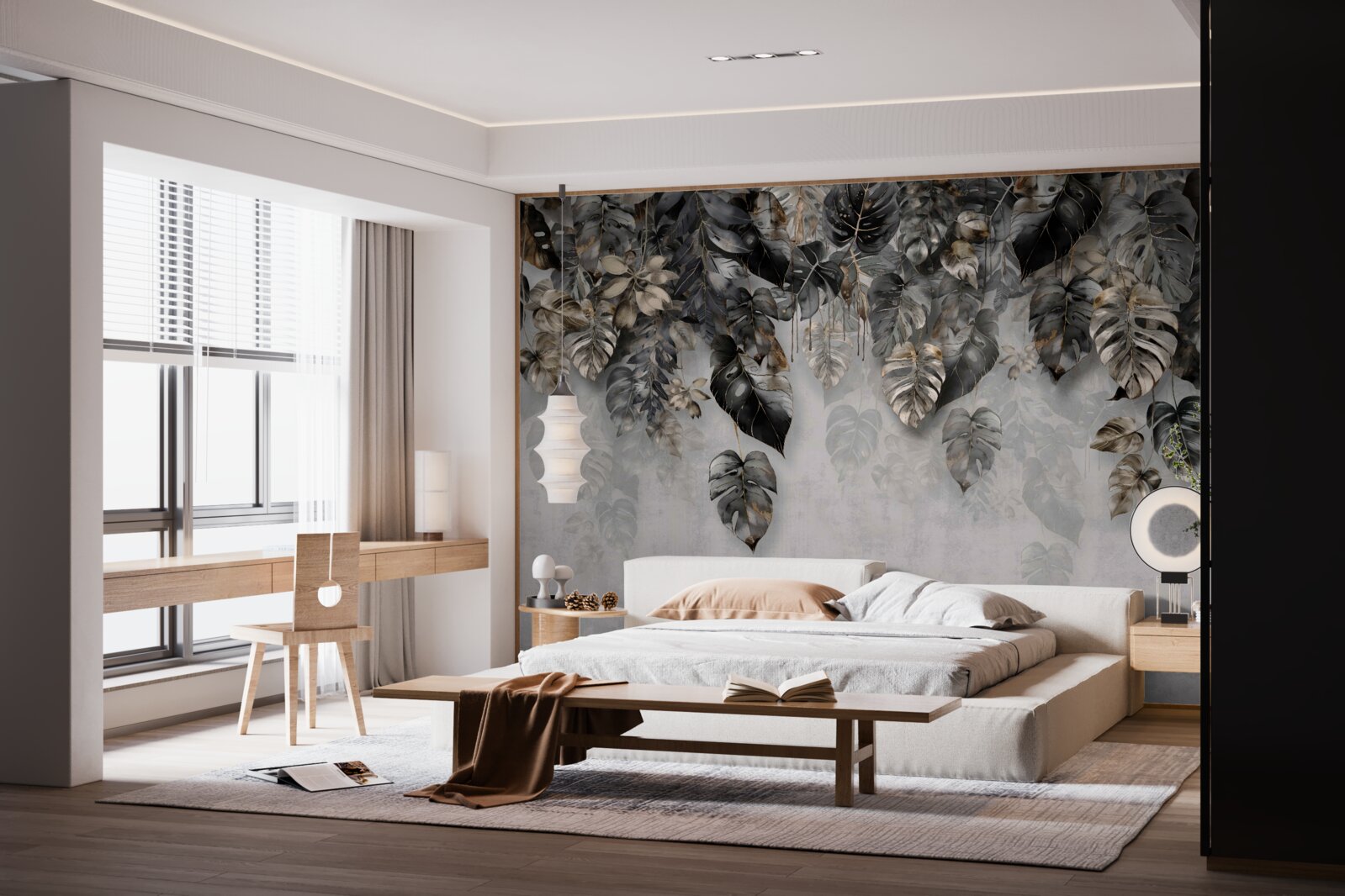 Фотошпалери звисає темне тропічне листя