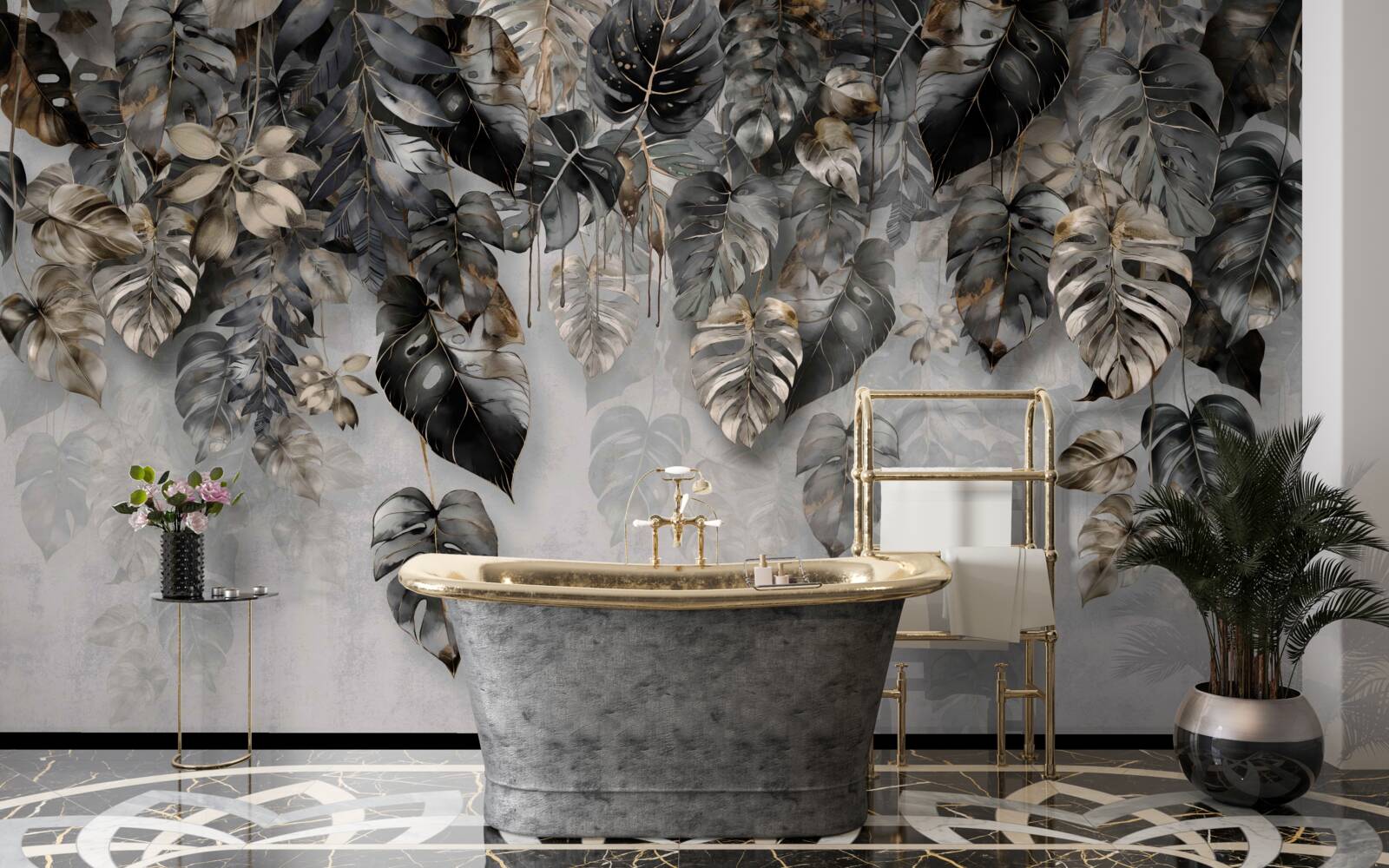 Фотошпалери звисає темне тропічне листя