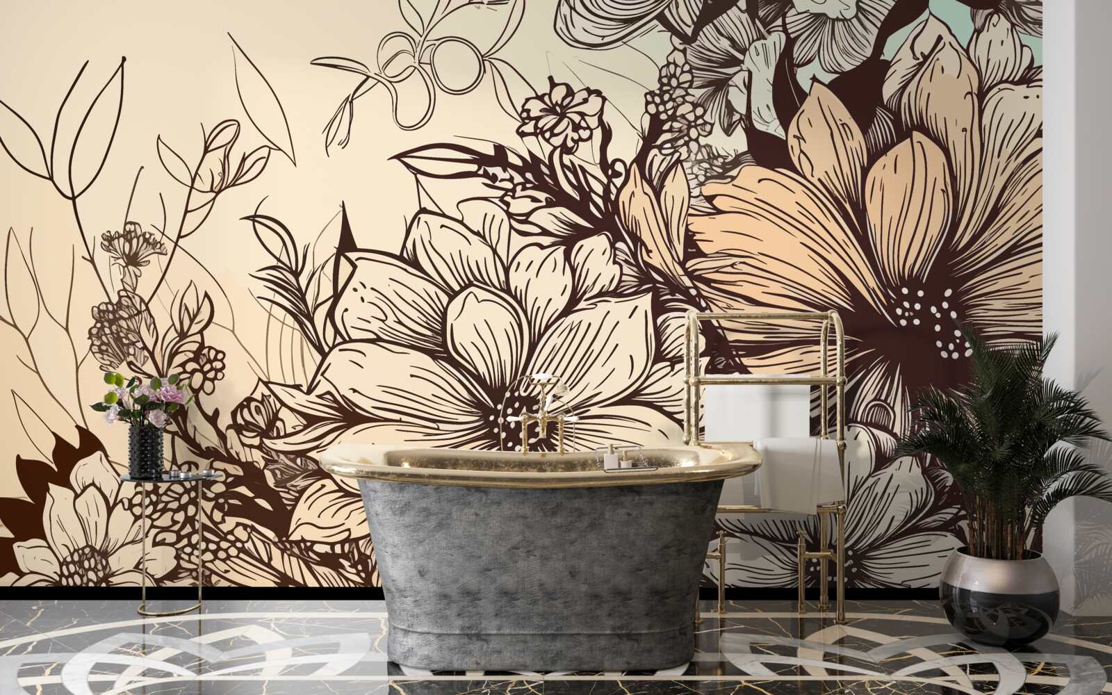 Фотошпалери тропічні квіти, наповнені кольором