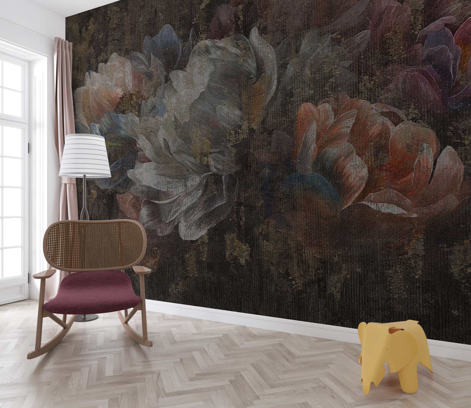 Фотошпалери осінні квіти під проливним дощем