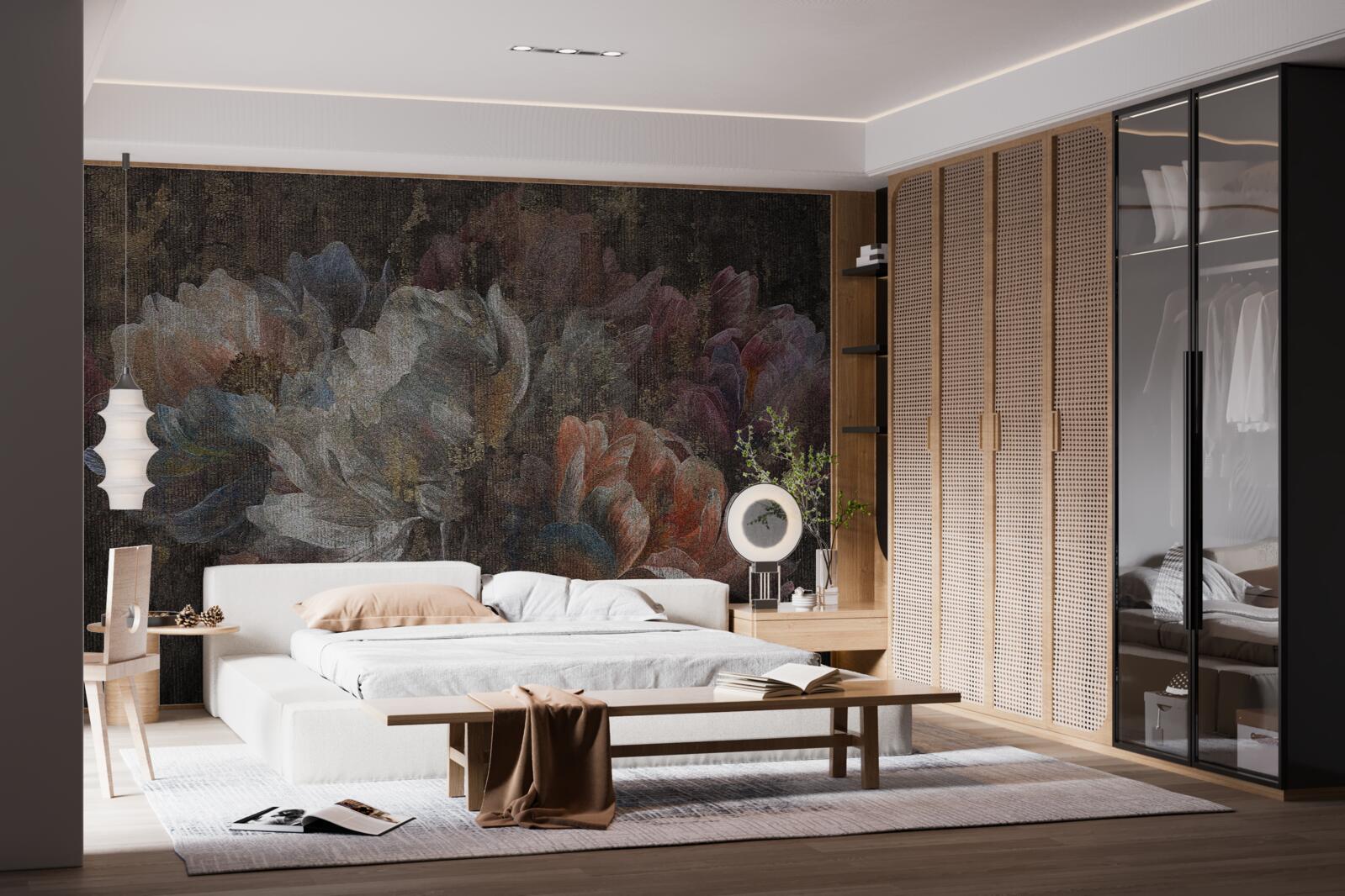 Фотошпалери осінні квіти під проливним дощем