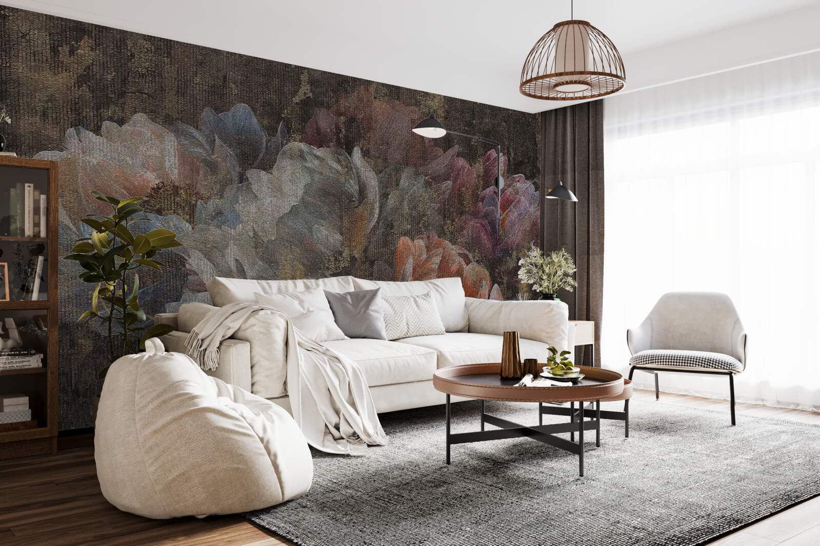 Фотошпалери осінні квіти під проливним дощем