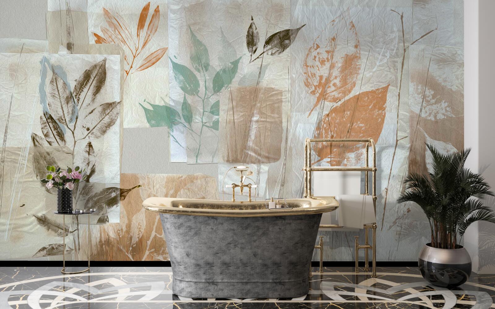 Фотошпалери виявлення квітів і листя за допомогою фарби