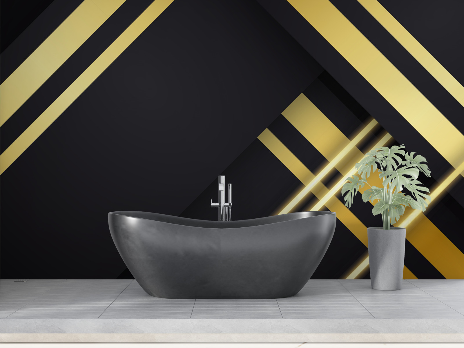 Фотошпалери золотисті прямі лінії на чорному тлі