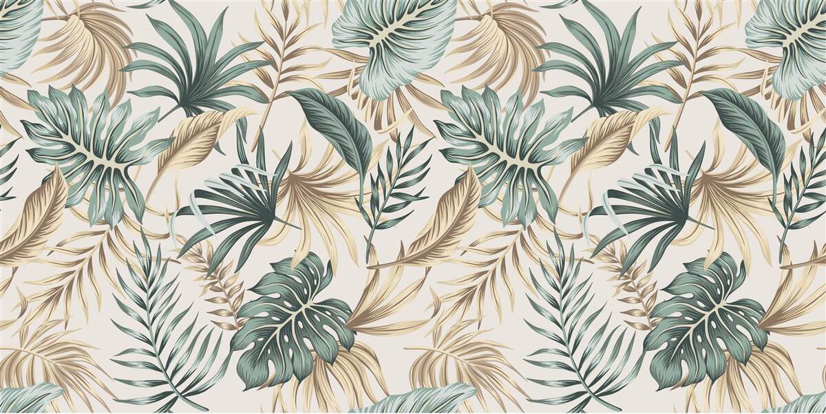 Фотошпалери листя джунглів у відтінках зеленого та золотого