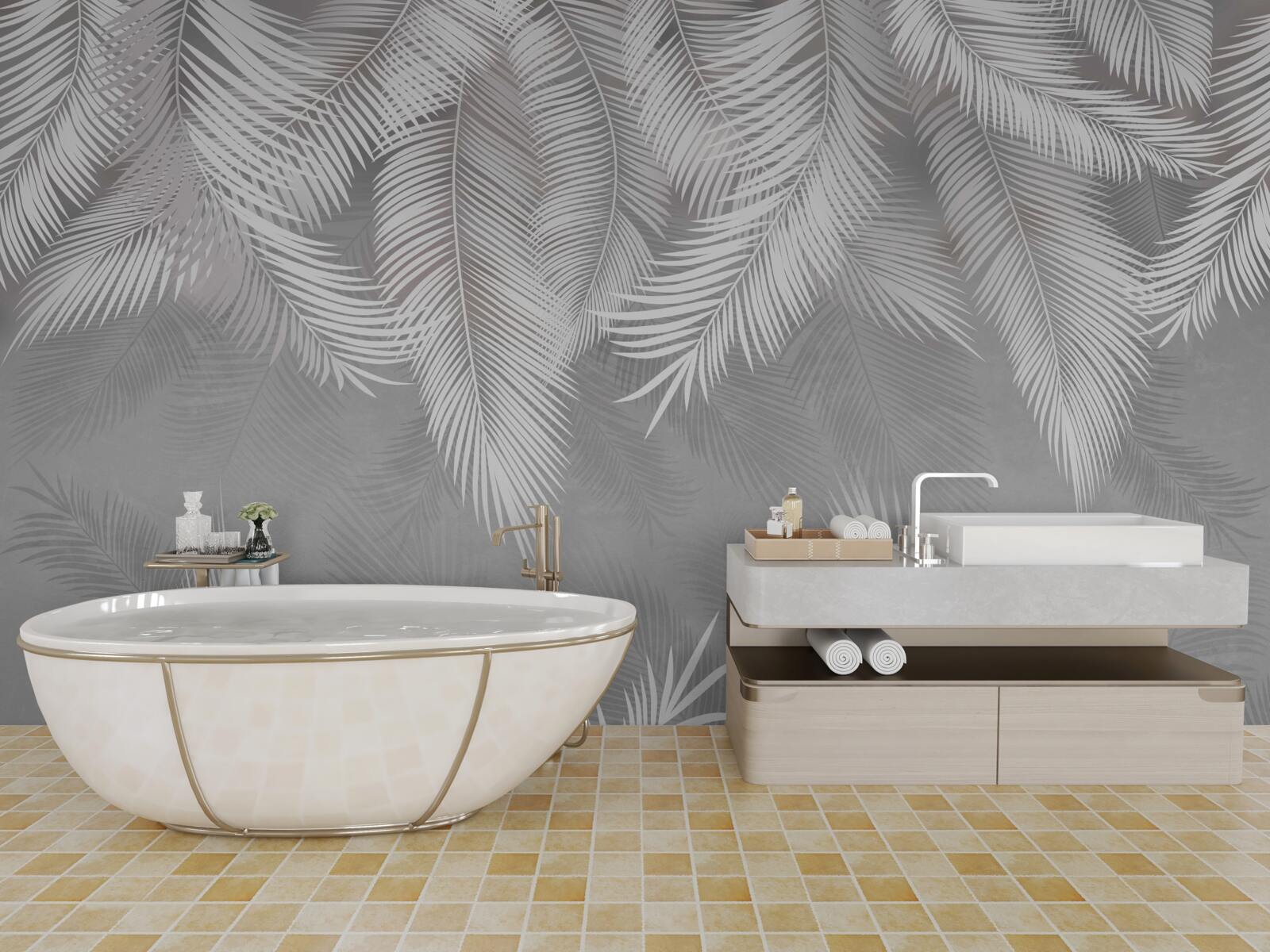 Фотошпалери відображення білого пір'я у воді