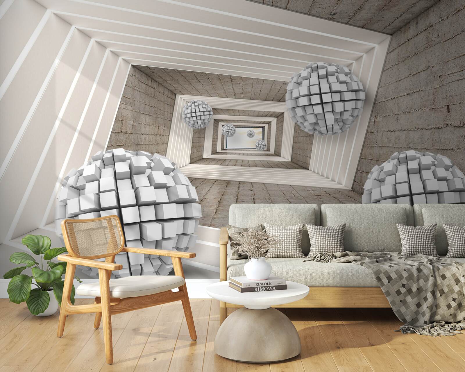 Фотошпалери кулі, утворені кубами та нескінченним коридором