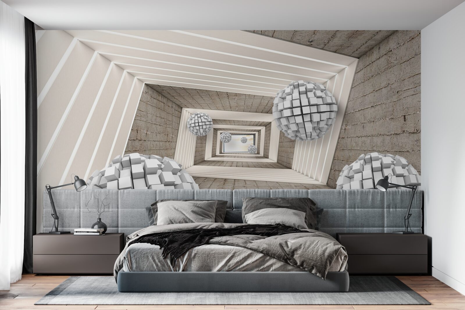 Фотошпалери кулі, утворені кубами та нескінченним коридором