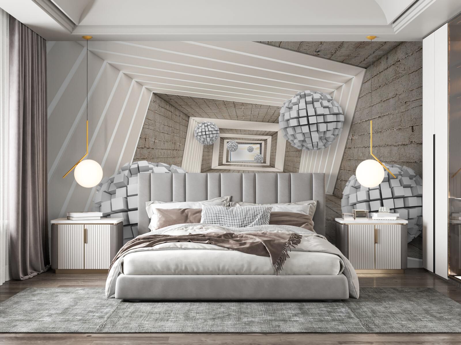 Фотошпалери кулі, утворені кубами та нескінченним коридором