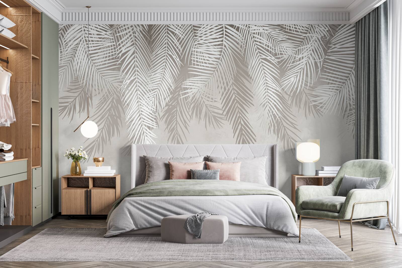 Фотошпалери пір'я висить на світлому тлі