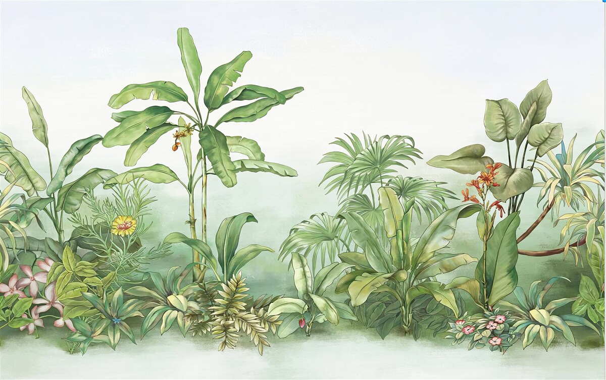 Фотошпалери тропічна рослинність і світлий пісок на пляжі