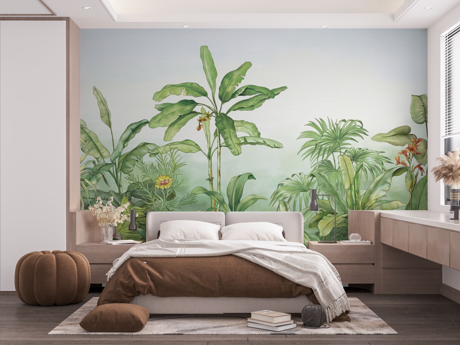 Фотошпалери тропічна рослинність і світлий пісок на пляжі