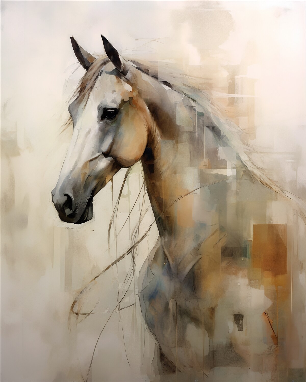 Фотошпалери екзотичний білосніжний кінь з розкішною гривою