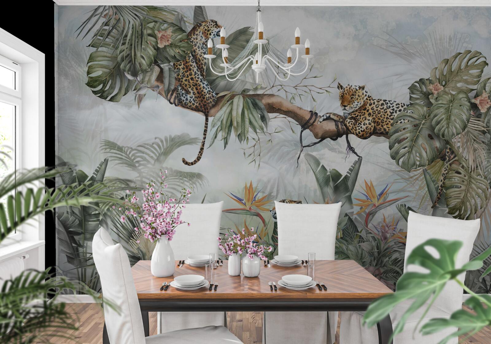 Фотошпалери леопард відпочиває на гілці